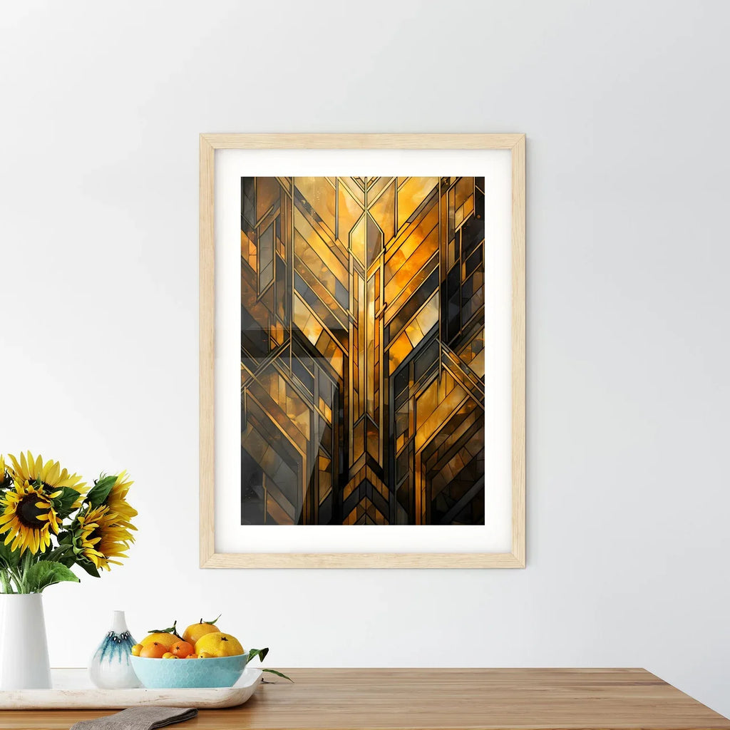 Geometric Ornament In Art Deco Style In Old Gold - A Close Up Of A Glass