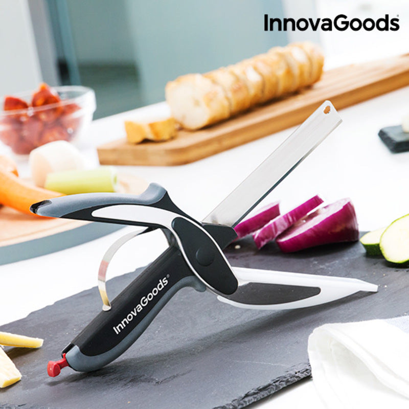 InnovaGoods Scible Messer-Schere mit Schneidbrett