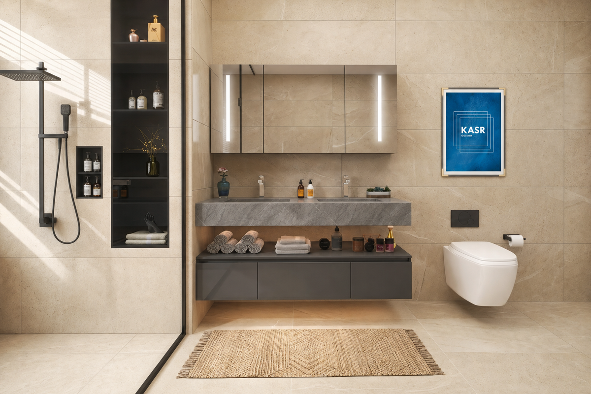 Badmöbel Set VISIA 140cm Weiß / Grau