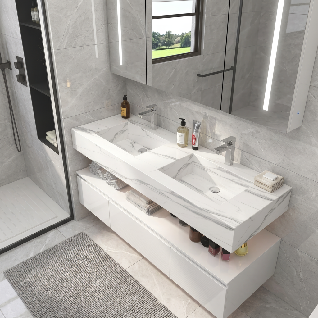 Badmöbel Set VISIA 140cm Weiß / Grau
