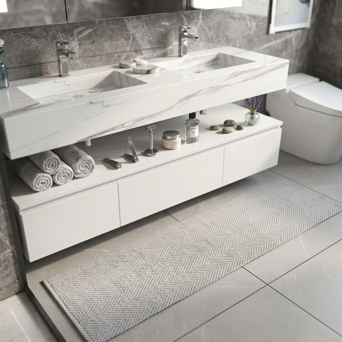 Badmöbel Set VISIA 140cm Weiß / Grau
